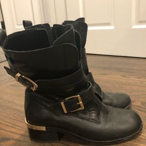 Vince Camuto Black Leather Booties/Moto Boots